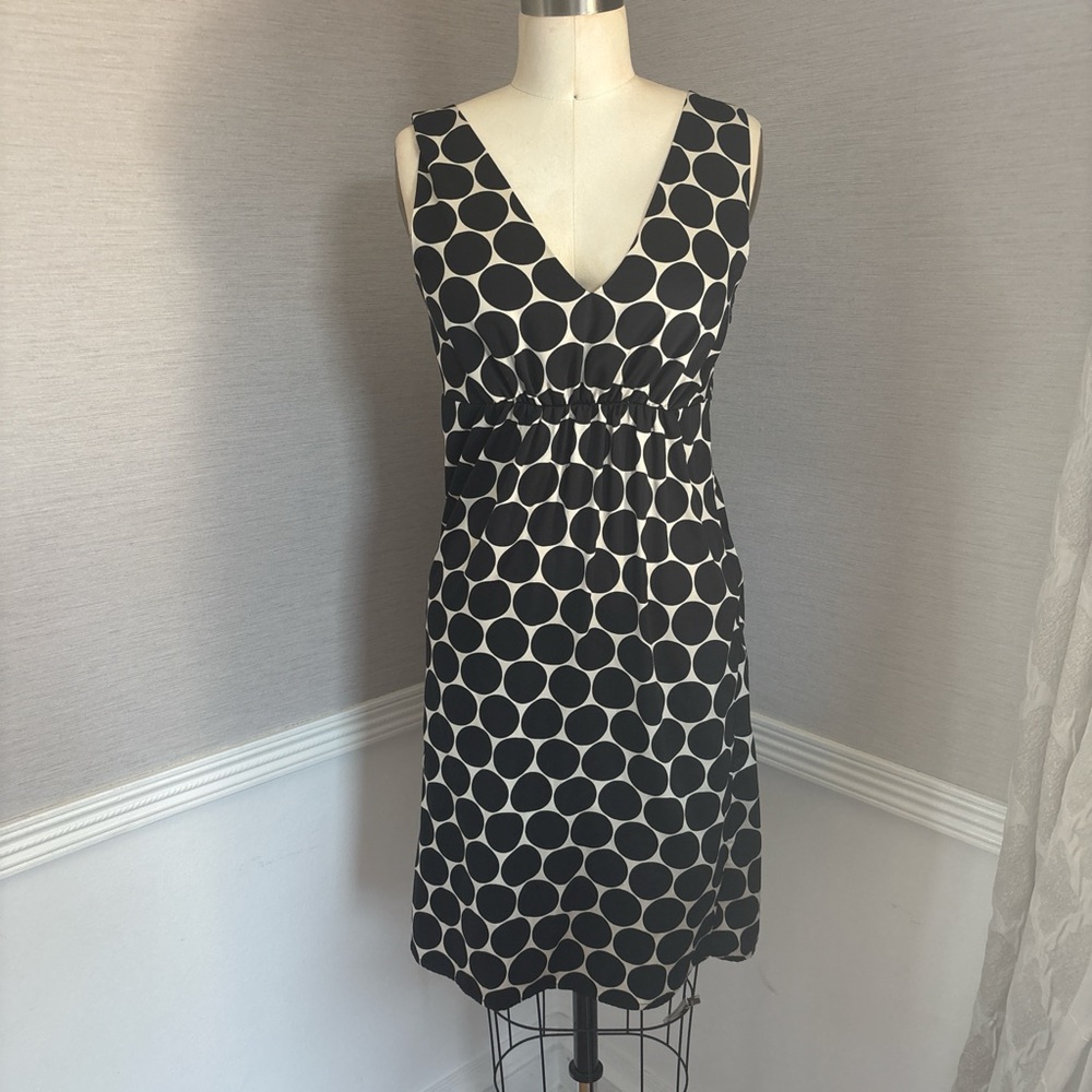 H&M Black & White Polka Dot V-Neck Midi Dress